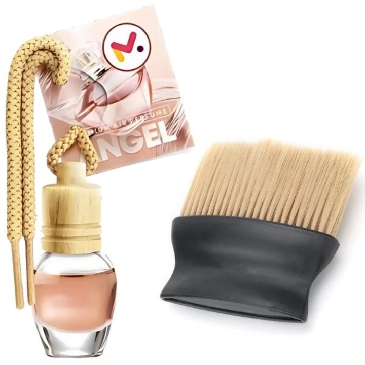 Ароматизатор за кола Mercaton, 8 ml, Aroma Angel и четка с ергономична дръжка и найлонови SoftTouch кабели