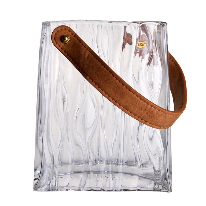 Ваза с декоративни вълни, прозрачна, 18x13x8 см