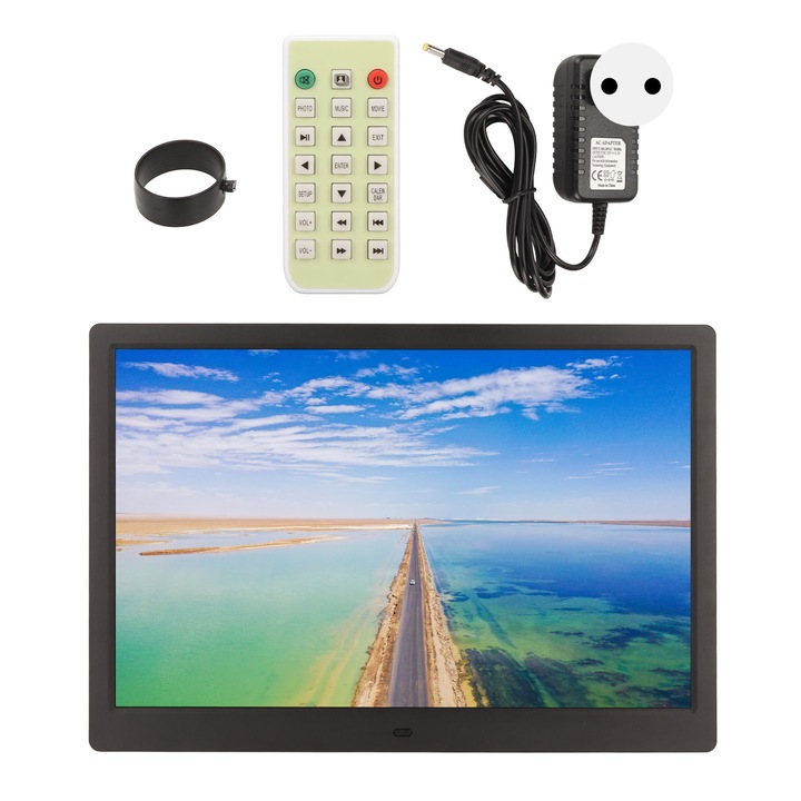 Bizaical 15.4 инча цифрова фото рамка, резолюция 1280x800, с дистанционно управление, черна