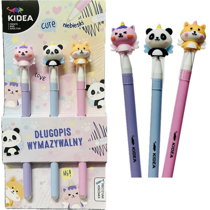 Kidea 3 részes tollkészlet, Fém hegy, Kék