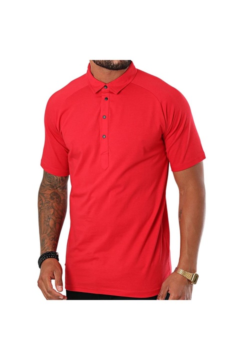 Férfi póló Panama, piros, pamut/elasztán, klasszikus gallér, rövid ujjú, S INTL