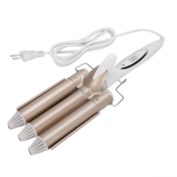 Mаша за коса Bizaical, 25мм, керамика, 100-240V, 2 степени, бяло/златно