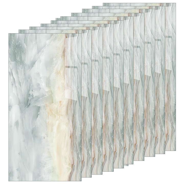 Set 10x Tapet Marmura Premium 3D Teno®, suprafata acoperire 1.8 mp, autoadeziv, waterproof, usor de montat, design modern, 30x60 cm, model 41, gri deschis