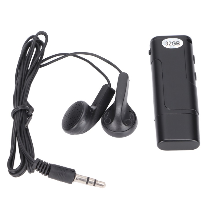 Bizaical цифров диктофон, 32GB, черен, USB, WAV формат, компактен