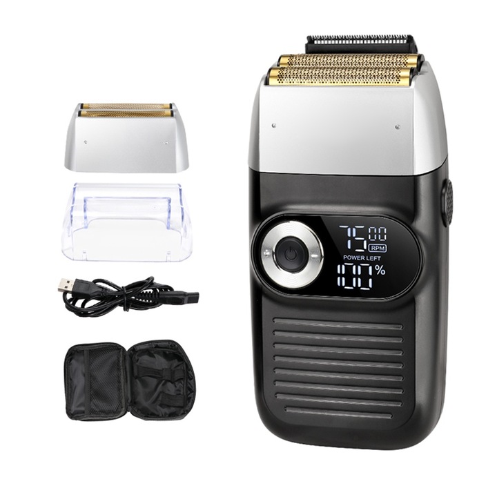 Електрическа самобръсначка Longziming, мъжки тример за коса, дизайн с двойна мрежа, LED дисплей, безжичен