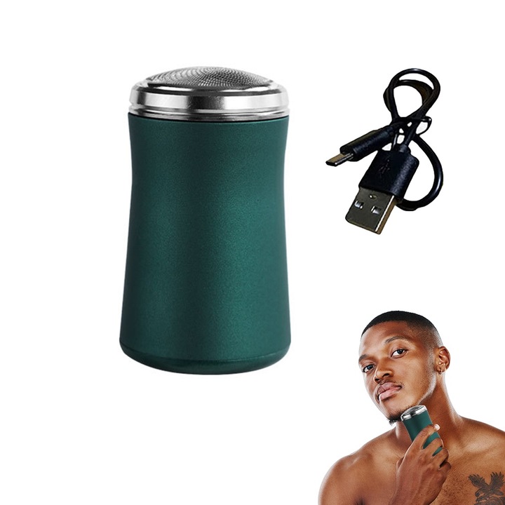 Преносима електрическа самобръсначка, Longziming, мини, водоустойчива, бързо зареждане, тъмнозелена