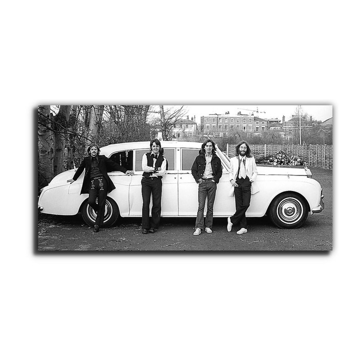 Beatles esküvői autóval, vászonkép, 65x30
