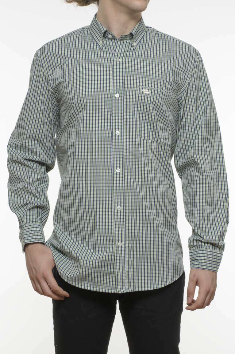 Camasa cu maneca lunga, INDEEWAY, carouri multicolor, Albastru/Verde