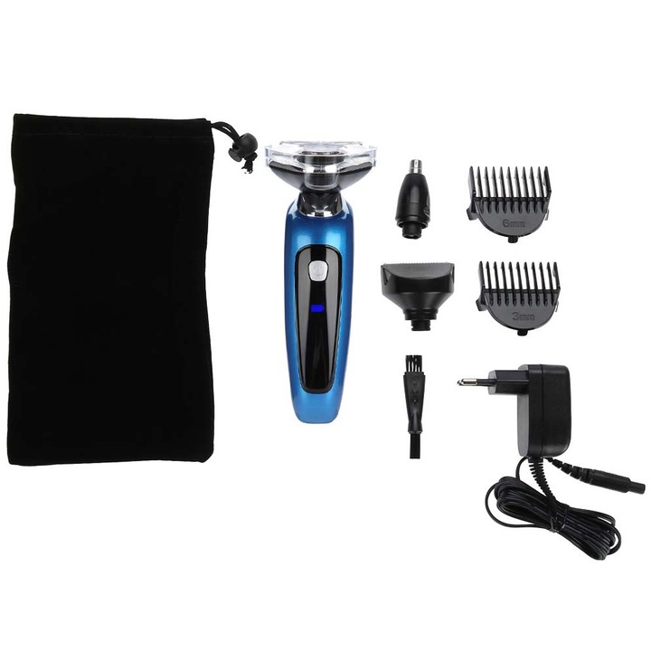 Електрическа самобръсначка 3 в 1, Longziming, презареждаща се, 3 режещи глави, безжична употреба, многоцветна