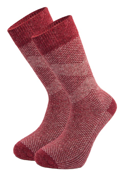 Sosete barbati din lana - Lambswool, Newtone, 2LW08, Fara cusatura, Model geometric, Rosu / Gri, 40-44 EU