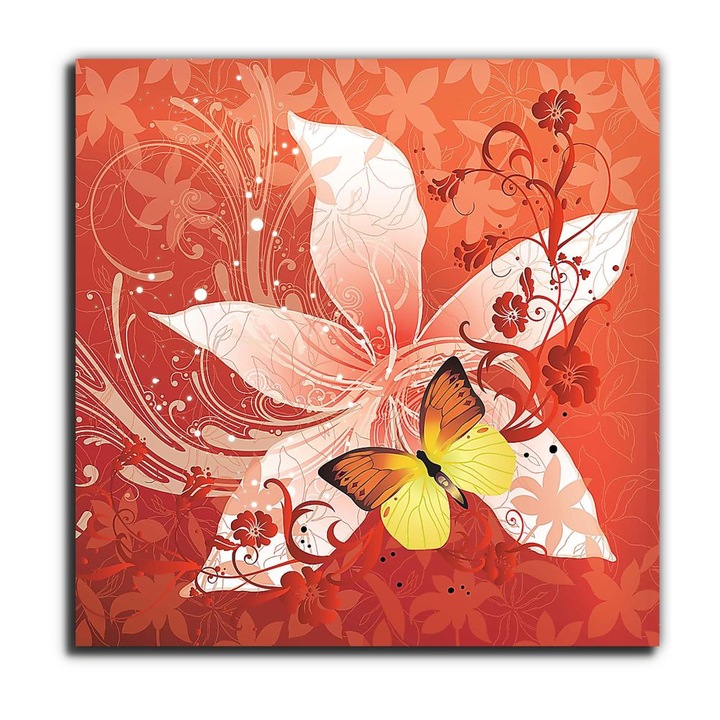 Liliom és pillangó, vászonkép, 130x130
