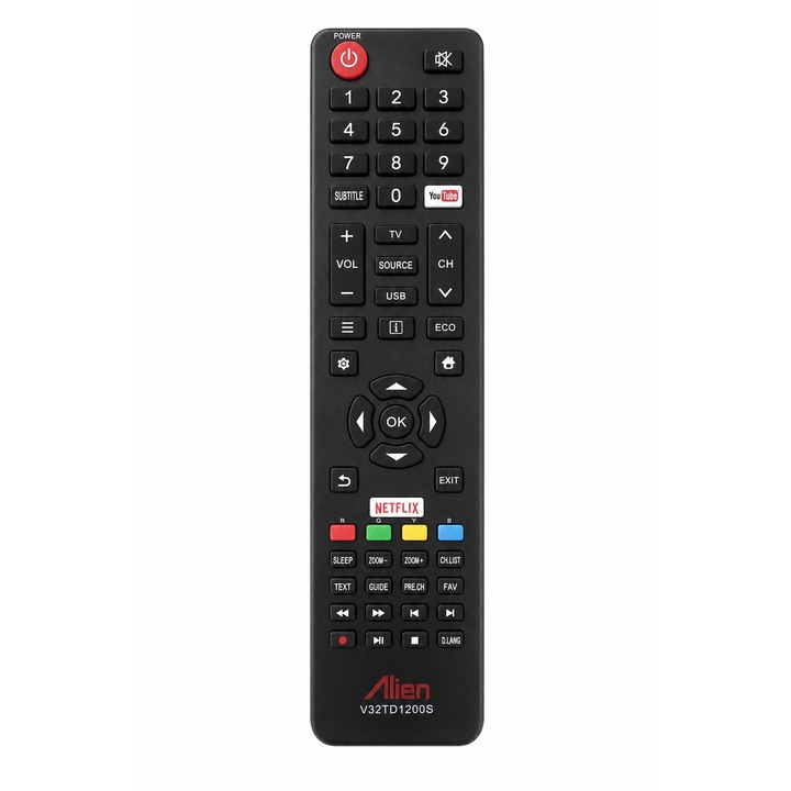 Telecomanda pentru Led Vortex LEDV-32TD1200S, Parasource®, neagra cu functiile telecomenzii originale