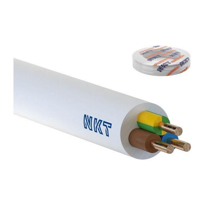 Kábel YDY, NKT, 3 x 1.5 A, 450 / 750V, 100 m, Fehér