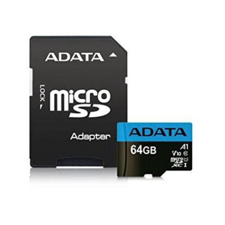 Карта памет Adata microSD Premier 64GB UHS1, с адаптер