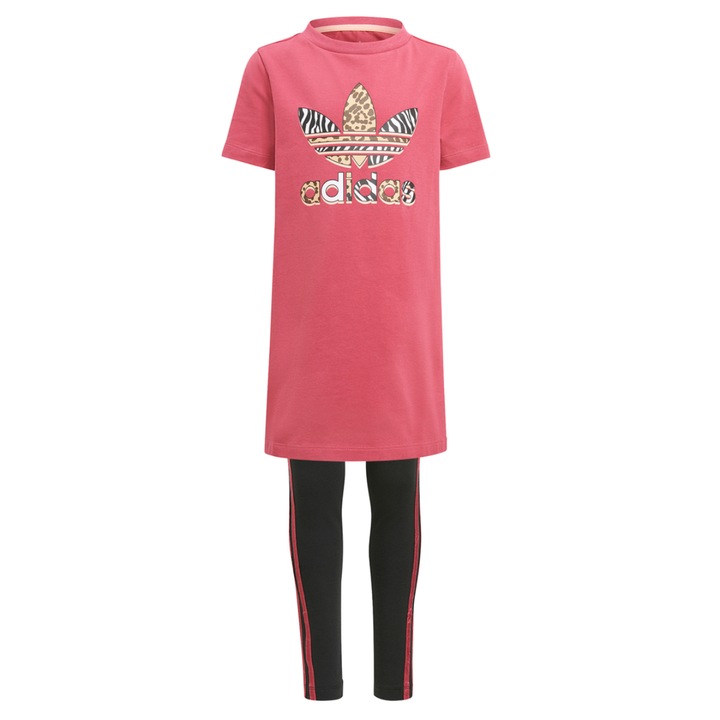 Set trening copii Adidas 2buc, roz, bumbac, pentru fete