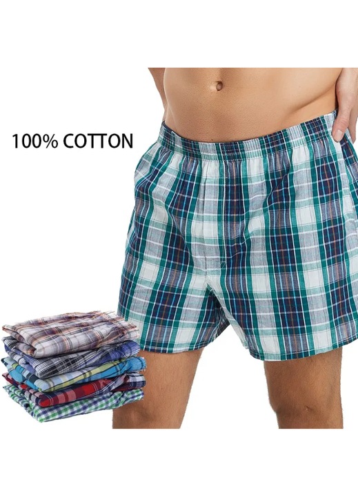 5 pár Wegner férfi boxer szett, kockás, 100% pamut, tarka, elasztikus derék, 3XL INTL