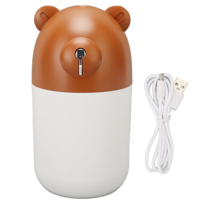 Mini párásító 280ml, mackós dizájn, automatikus kikapcsolás funkció, éjszakai fény, USB