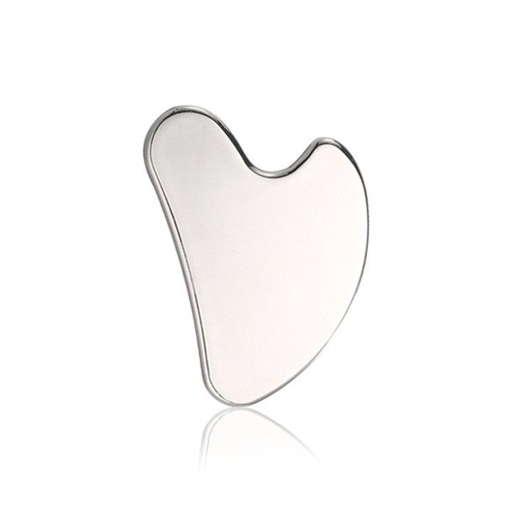 Placa de masaj Gua Sha, Cozevdnt, inox, pentru fata, sculptare, reducerea ridurilor