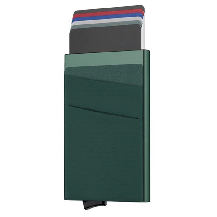 Mini férfi pénztárca, Cozevdnt, zöld, 5-7 kártya, 10,5x8,5 cm