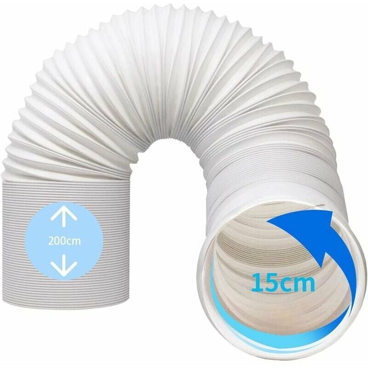 Furtun evacuare mobil Cozevdnt, 150mm, 2m, rezistent la apa, alb