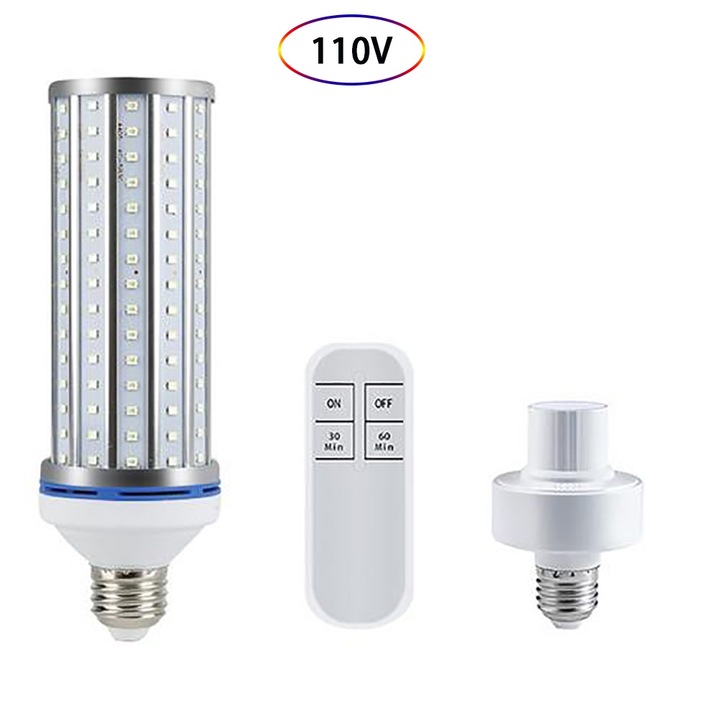 Lampa UVC pentru sterilizare, 60W, E27, cu telecomanda, 61x190mm, alb