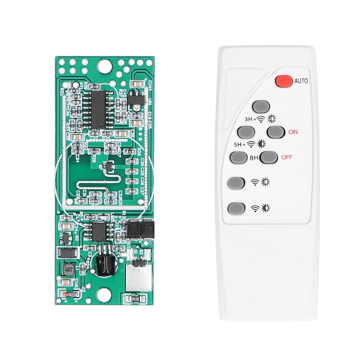 Placa de circuit pentru lampa solara, ABS / Policarbonat, 5 Moduri de iluminare, Telecomanda, 6.5 x 3.6 cm, Verde / Alb