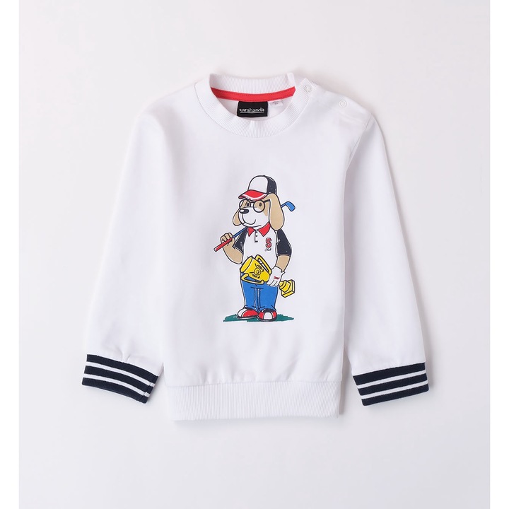 Sarabanda, Hosszú ujjú blúz kiskutya mintával fiúknak, 0.8044, Fehér, Fehér