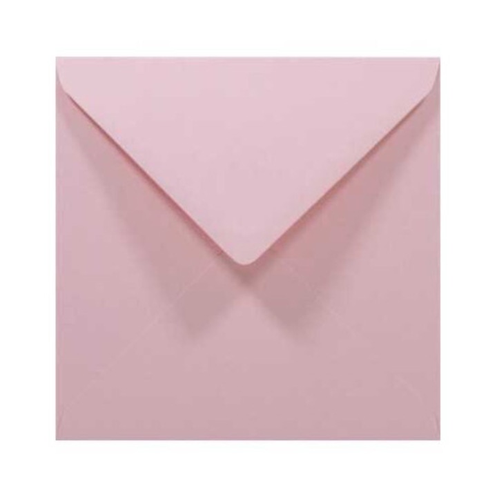 Set de plicuri decorative netede colorate, Netuno, Rainbow, K4, 140x140mm, 80g, Lipire umeda, V-tip, Roz deschis, 100 buc