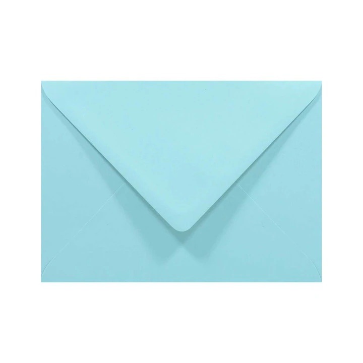 Set de plicuri decorative netede colorate, Netuno, Rainbow, B6, 125x175mm, 80g, Lipire umeda, V-tip, Albastru deschis, 50 buc