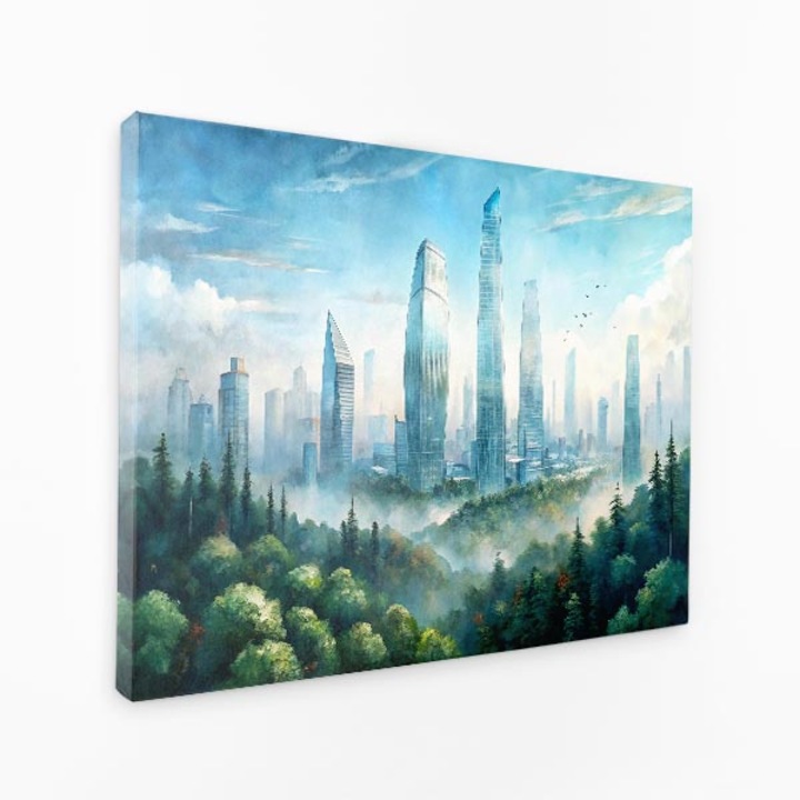 Vászonfestmény - Mennyországot tükröző városi felhőkarcolók - 40x60 cm