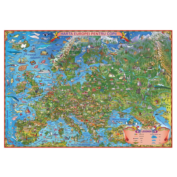 Harta cu doua fete, EURODIDACTICA, Harta Europei pentru copii/Harta de contur, 500 x 350 mm