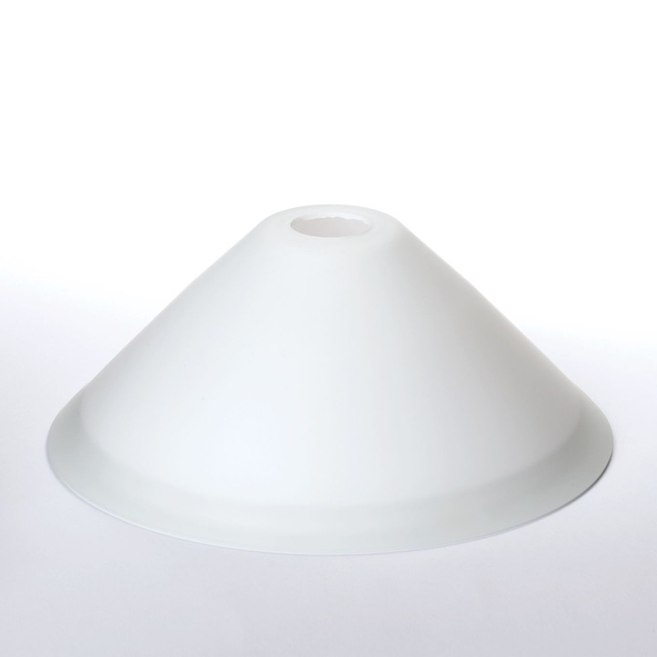 Abajur Conic din Sticla Groasa Opal, Diametrul 220mm, Inaltime 85mm, Finisaj Opal-mat, Orificiu 30mm ORION