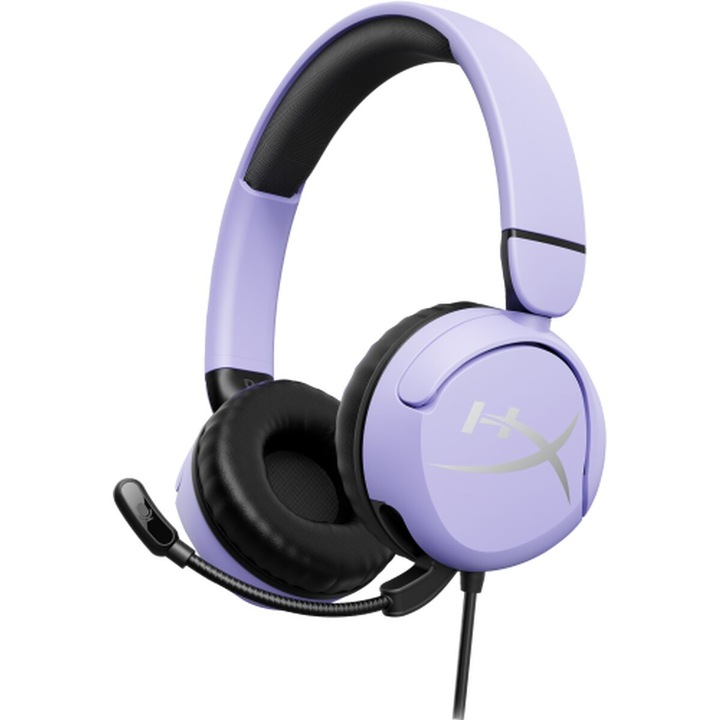 Слушалки за компютър Hyperx, лавандулово черно, намаляване на шума, 1,2 м кабел