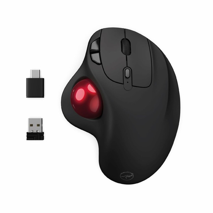 Mouse wireless Mobility Lab Trackball ML313276, negru, design modern, 2 butoane