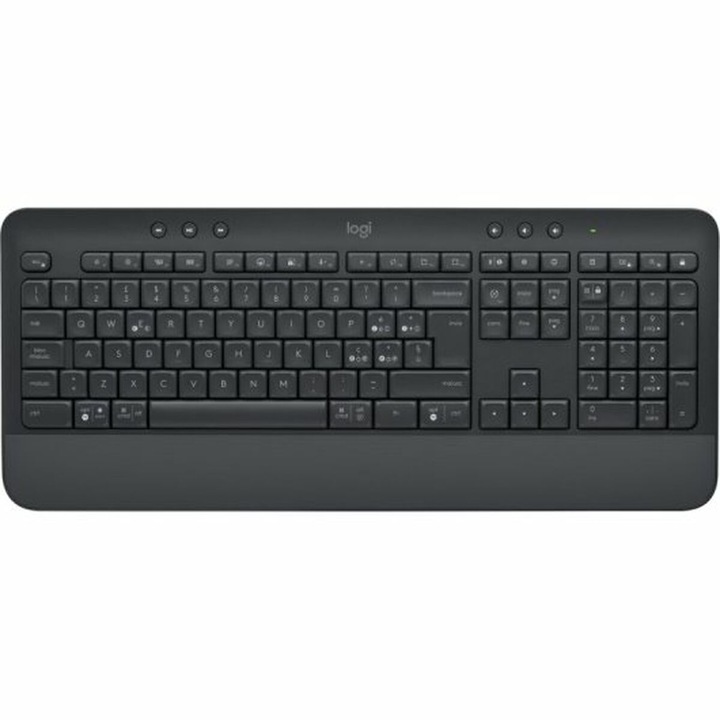 Logitech billentyűzet, 920-010915, vezeték nélküli, spanyol QWERTY, fekete, 104 gomb, csuklótámasszal
