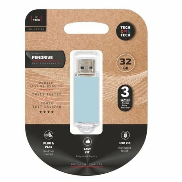 USB memória, Tech One Tech TEC3010-32, Kék 32 GB