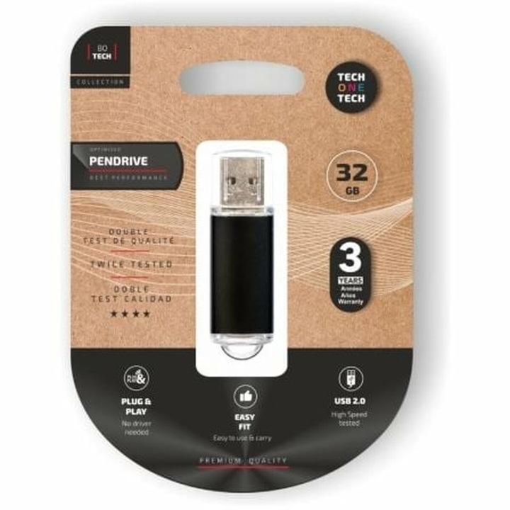 USB Pendrive Tech One Tech TEC3008-32 Fekete 32 GB zxzx