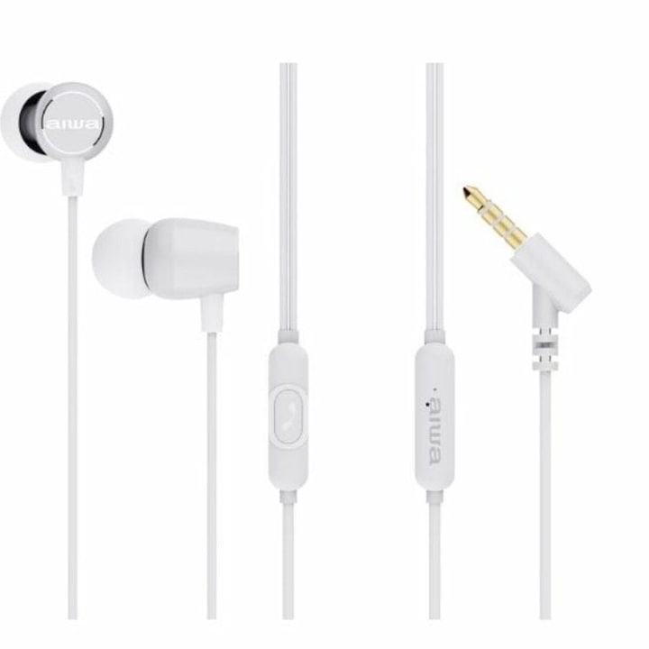 Casti stereo Maxell, jack 3.5 mm, cupe captusite, microfon incorporat, Alb