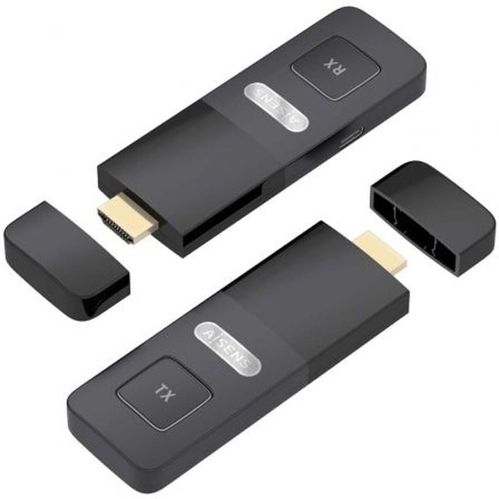 HDMI адаптер, Aisens, ASWL-H2K30M001-BK, Черен