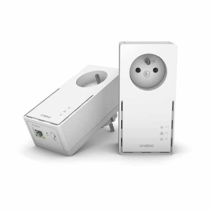 PowerLAN адаптери, Strong, STRONG Powerline 1000 Duo PLC адаптер, 1000 Mbps, 2 броя, бял