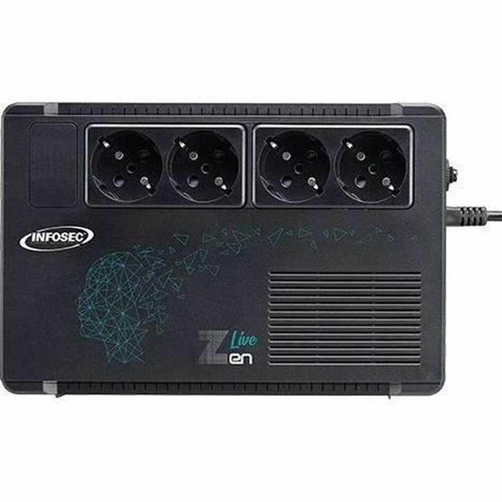 Sistem UPS Interactiv Infosec Zen Live 500VA 300W Negru