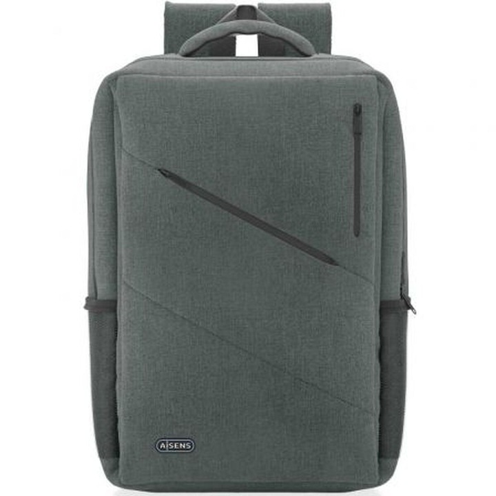 Rucsac laptop Aisens, 15.6", gri, material poliester, compartiment unic
