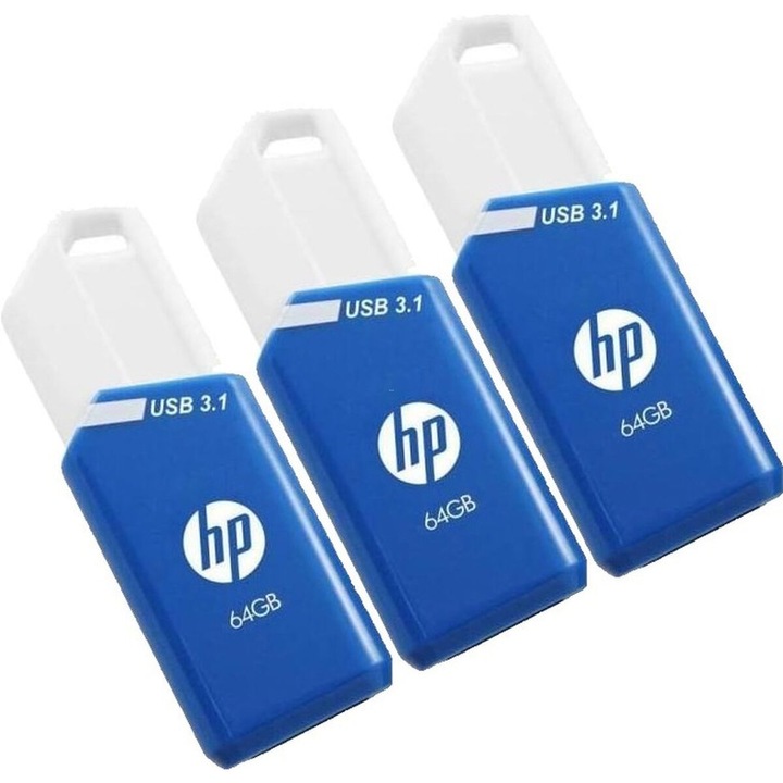 Комплект USB памет от 3 броя, HP X755W, 64 GB, USB-A