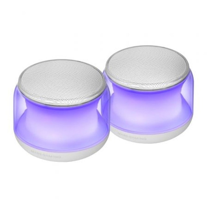 Boxe PC Mars Gaming MSAURAW, 15W, alb, compact, control volum