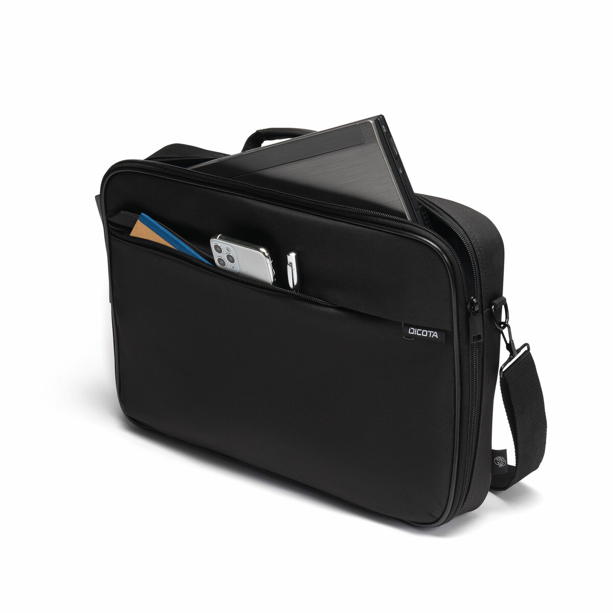 Geanta laptop Dicota, model D32088-RPET, neagra, 16", 40x28x5cm, cu buzunar exterior
