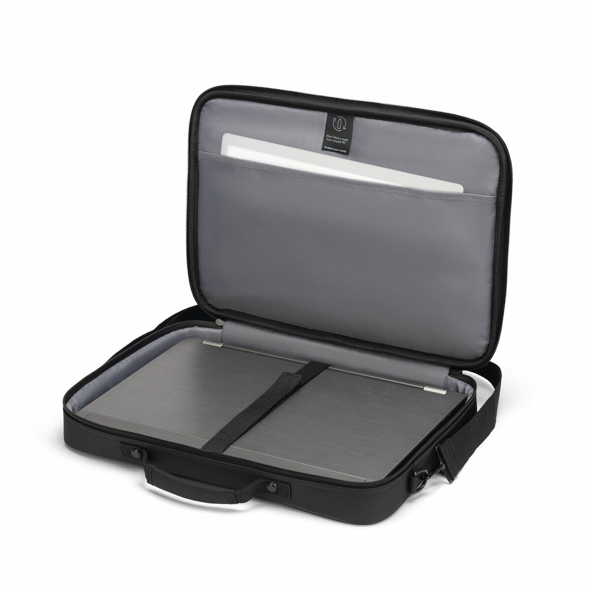Geanta laptop Dicota, model D32088-RPET, neagra, 16", 40x28x5cm, cu buzunar exterior