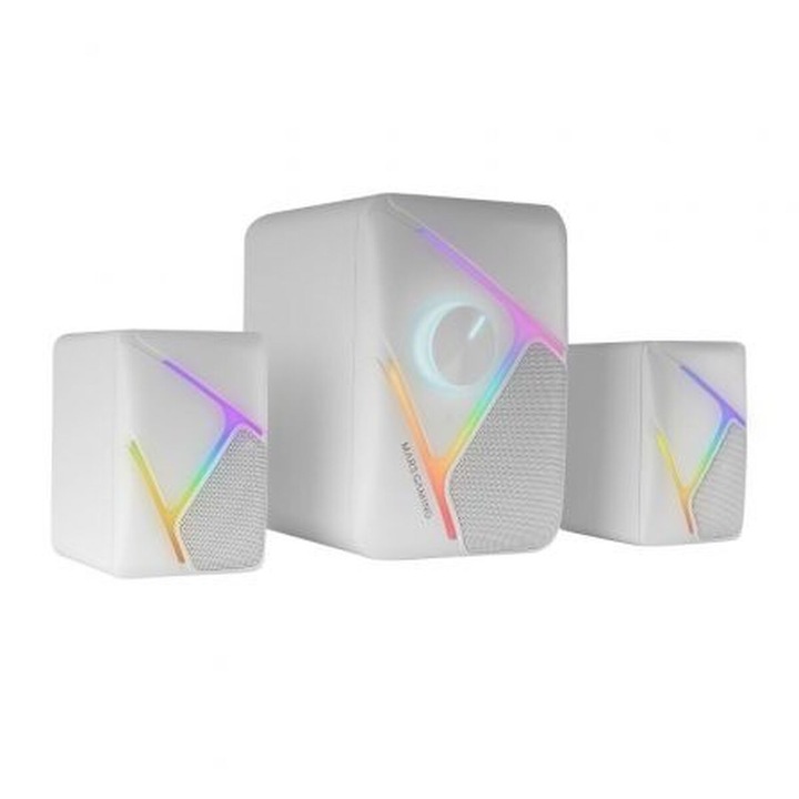 Boxe PC Mars Gaming MSH21W, subwoofer, alb, format compact