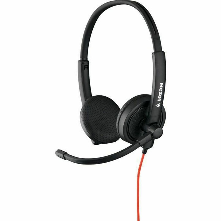 Bluestork MC301 PC headset, fekete-piros, mikrofonnal