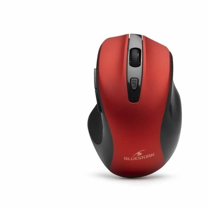 Mouse wireless Bluetooth Bluestork OFFICE 75, rosu, reincarcabil, conexiune USB 2.0