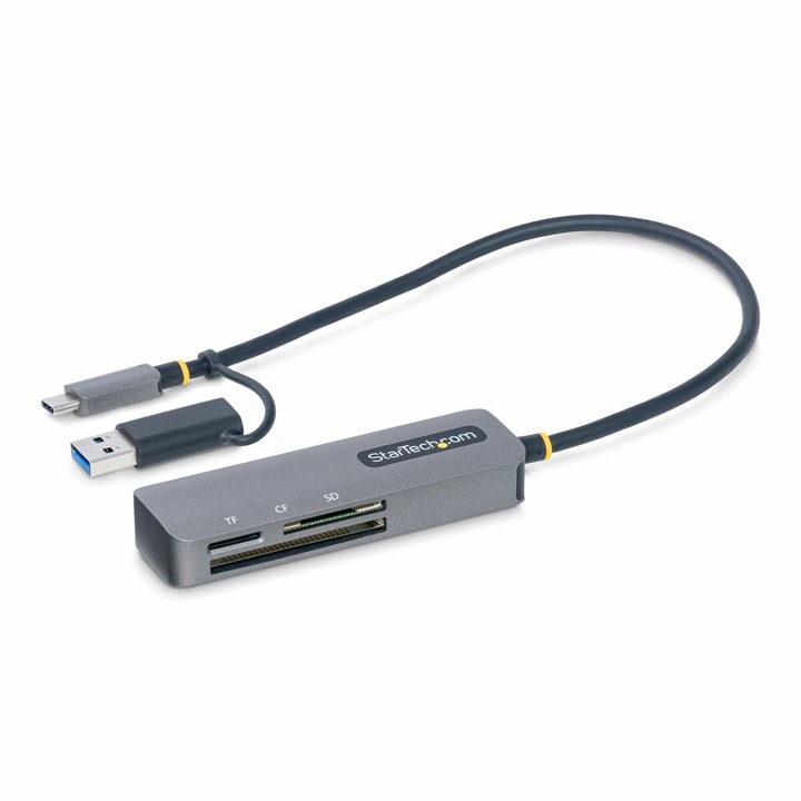 Четец на карти, Startech, USB-C / USB, Поддържани TF / CF / SD карти, сив